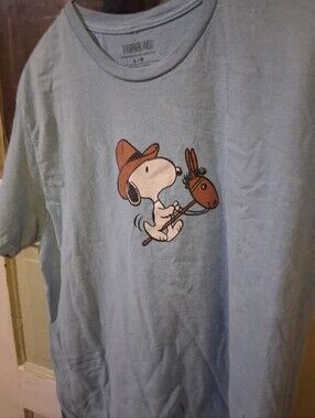 Peanuts Light Blue Snoopy on Hobby Horse Graphic Tee